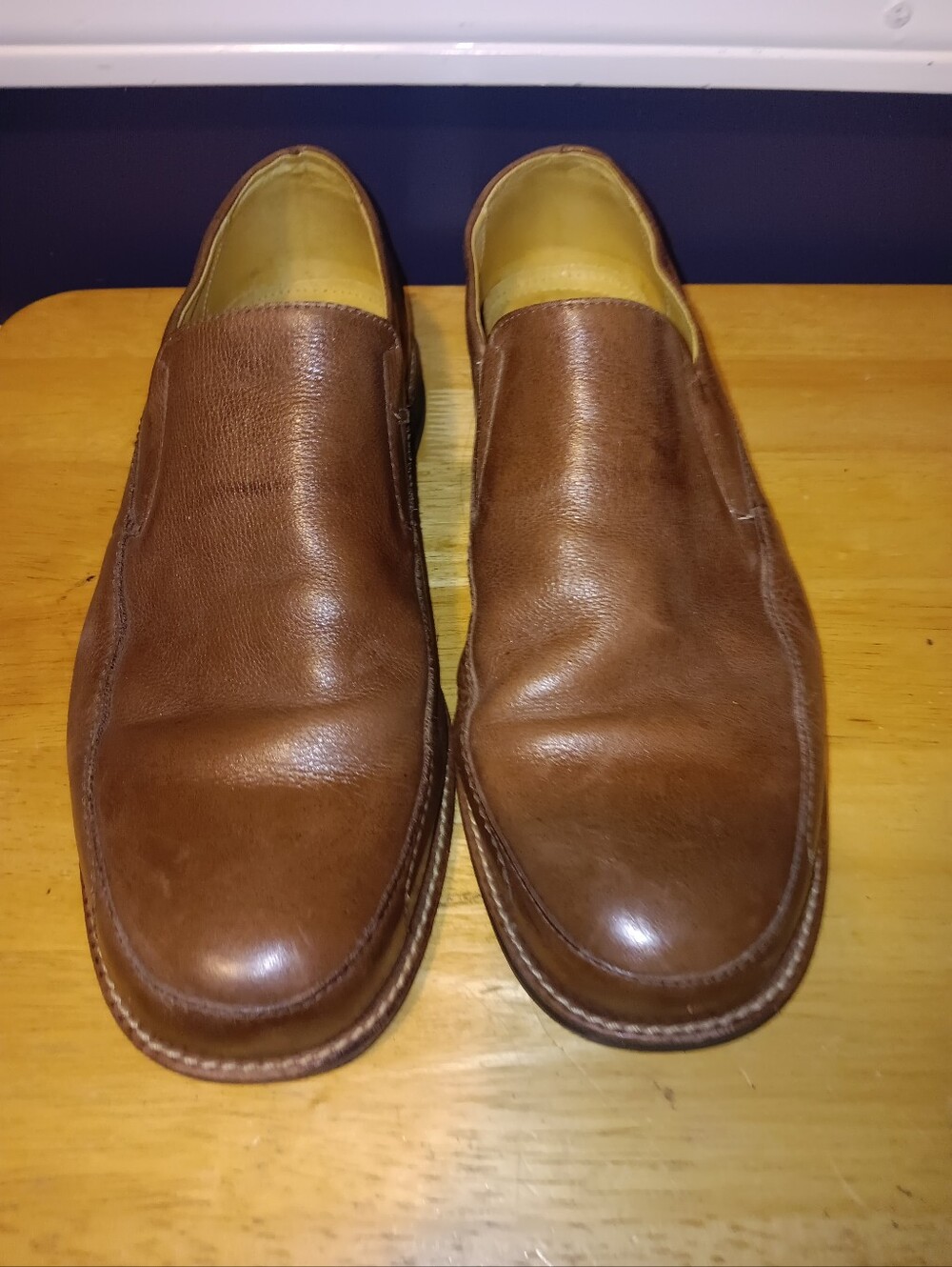 Sandro Moscoloni Brown Leather Slip-On Dress Shoes Size 13